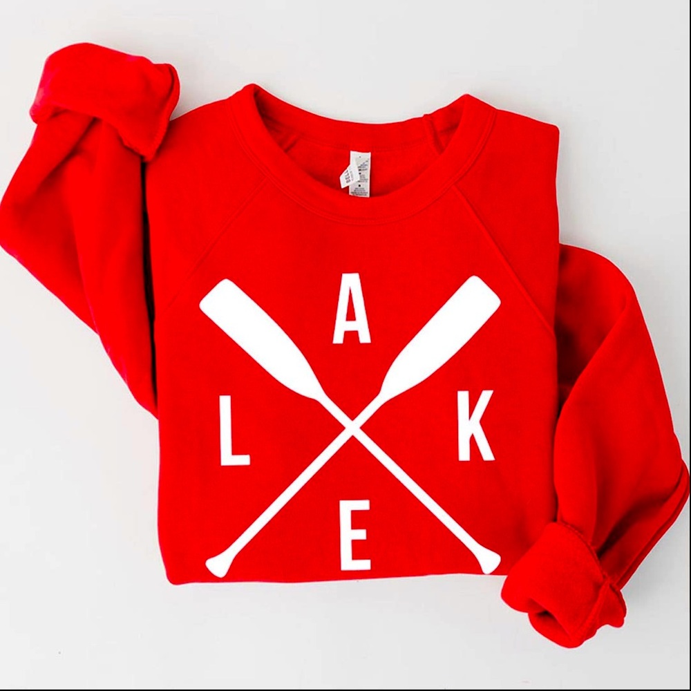 Medium Kissed Apparel “lake” bella crewneck soft yummy graphic sweatshirt w/oars